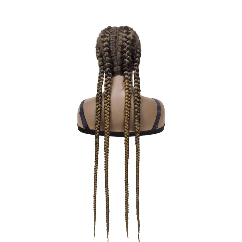 Synthetic Lace Front Wigs Black Mixed Medium Brown Box Braided Twisted Wigs