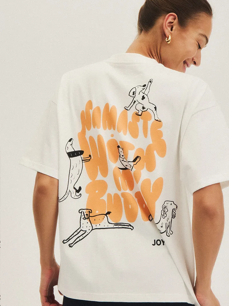 T-shirt Relaxed Tee, Yoga Dog Buddies Orange