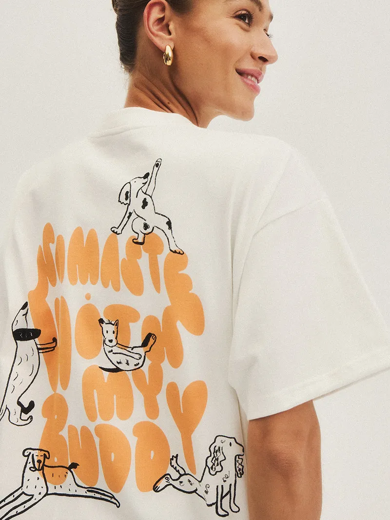 T-shirt Relaxed Tee, Yoga Dog Buddies Orange