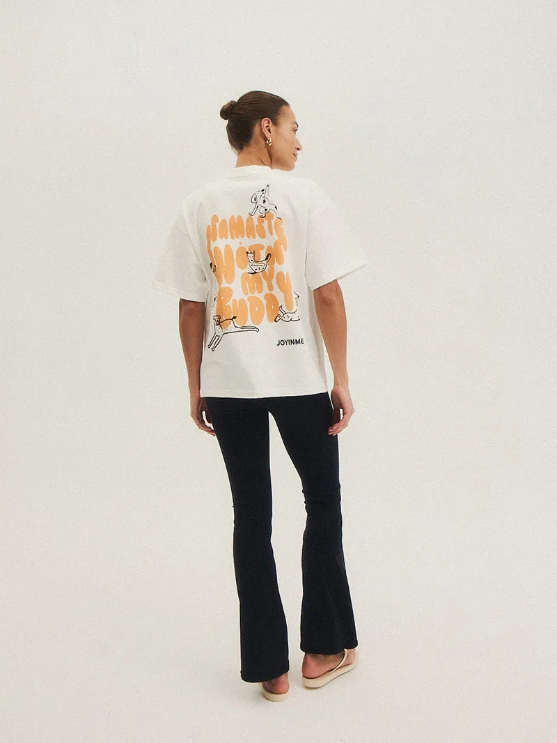 T-shirt Relaxed Tee, Yoga Dog Buddies Orange