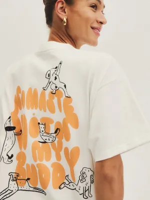 T-shirt Relaxed Tee, Yoga Dog Buddies Orange