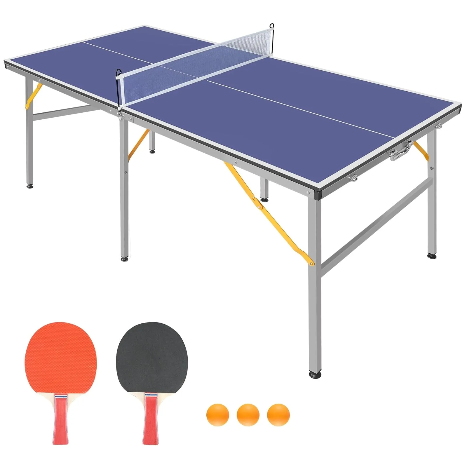 Table Tennis Foldable Ping Pong Set with 2 Paddles3 Balls 72" l X