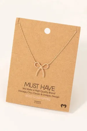 TEXTURED BOW PENDANT NECKLACE