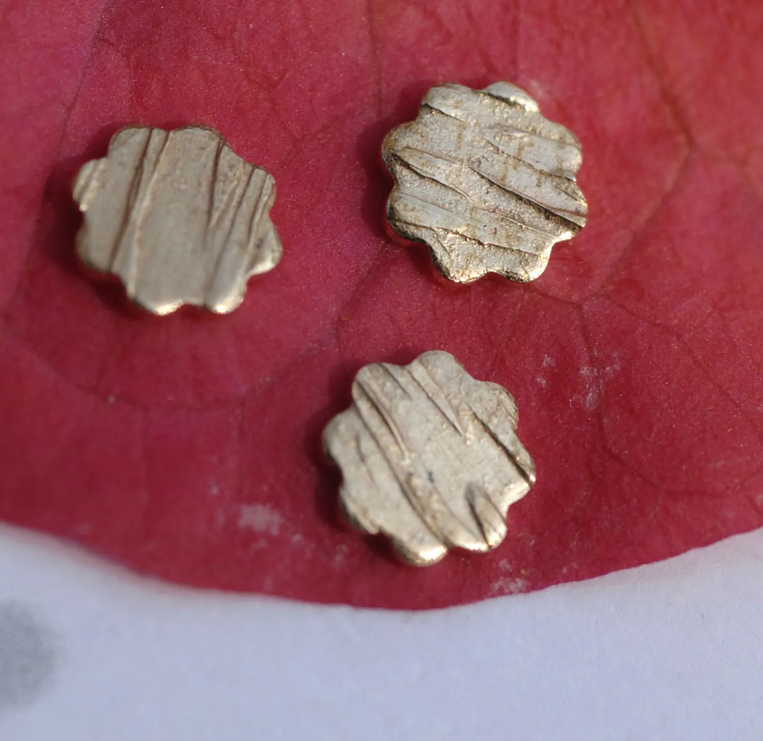 Textured Stripes - Tiny metal Flower 8 Petal blanks 4mm x 4mm