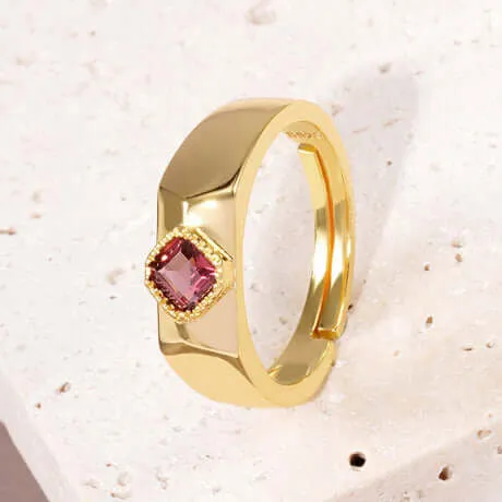 The Band Width Garnet Adjustable Open-ended Ring
