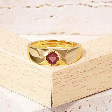 The Band Width Garnet Adjustable Open-ended Ring
