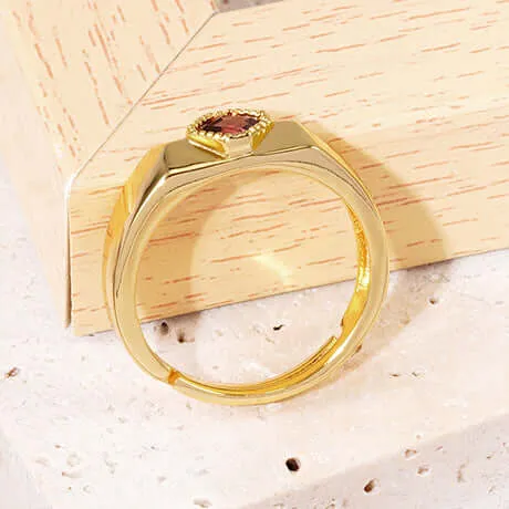 The Band Width Garnet Adjustable Open-ended Ring