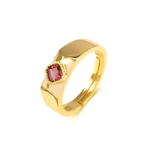 The Band Width Garnet Adjustable Open-ended Ring