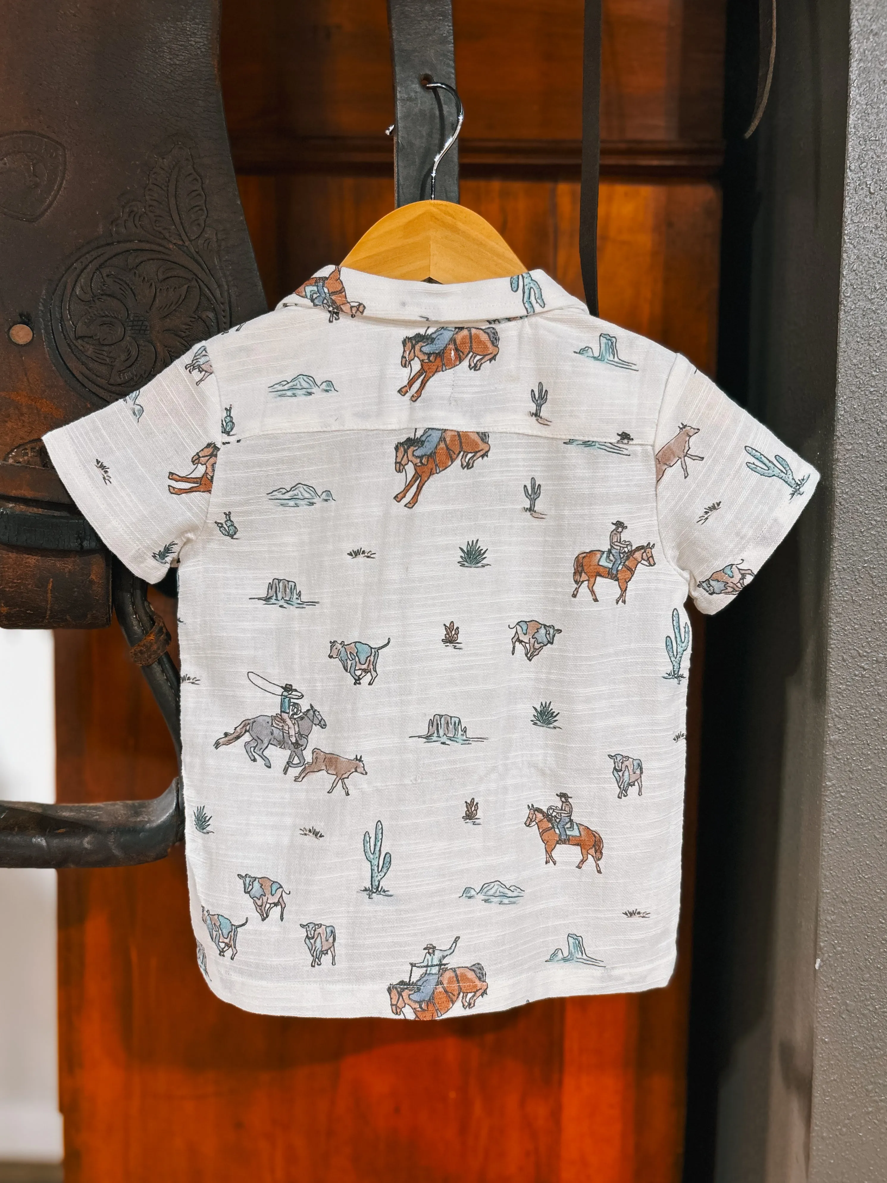The Cowboys Print Relaxed Collard Shirt (12-18Mo)
