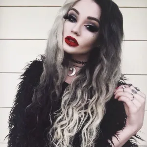 The Joker | Black and White Long Curly Synthetic Hair Wig with Bangs