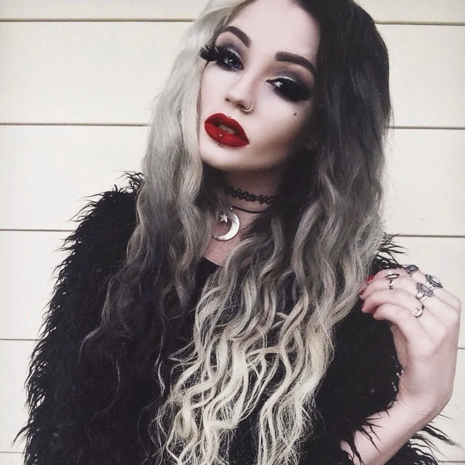 The Joker | Black and White Long Curly Synthetic Hair Wig with Bangs
