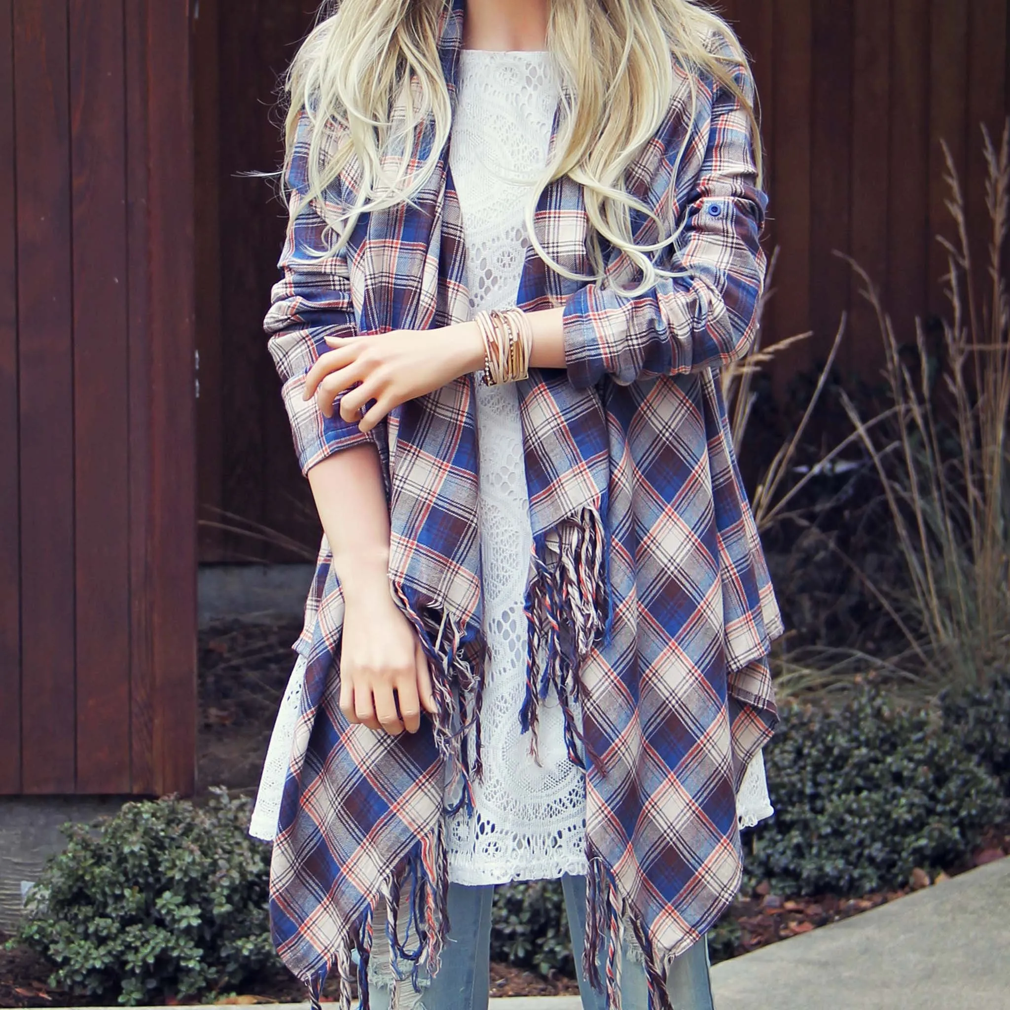 The Plaid & Fringe Top