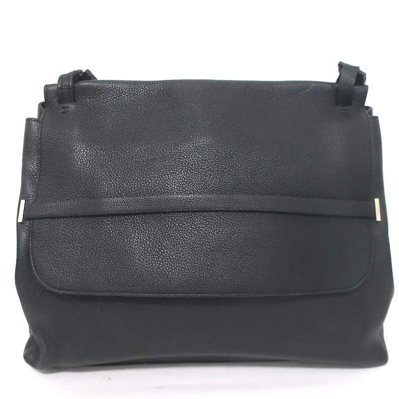The Row Top Handle 14 Shoulder Bag Black Grained Leather