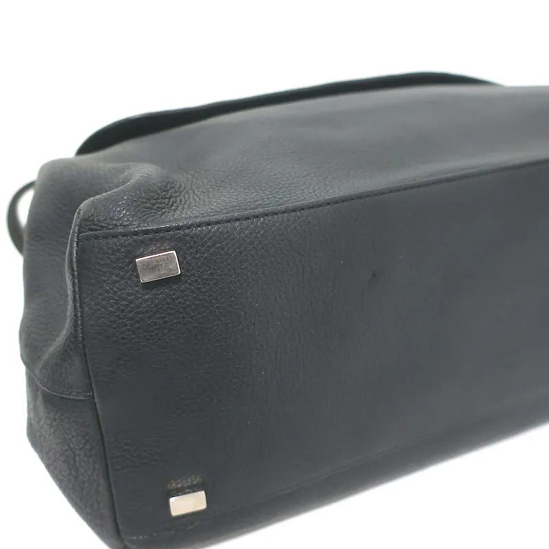 The Row Top Handle 14 Shoulder Bag Black Grained Leather