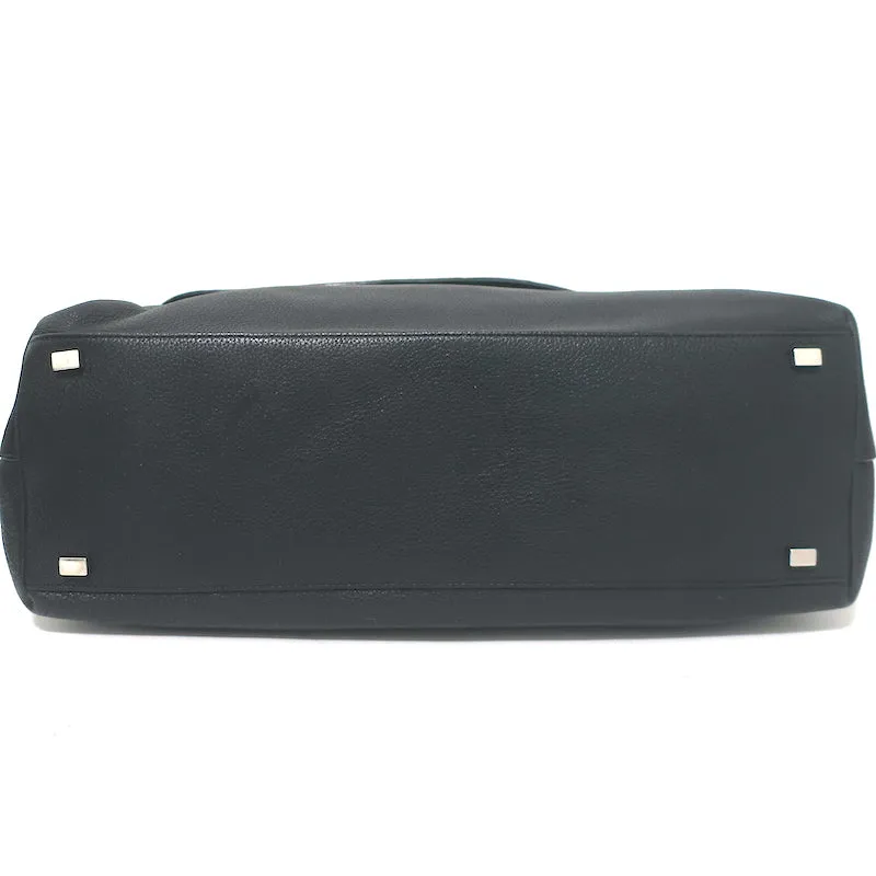 The Row Top Handle 14 Shoulder Bag Black Grained Leather