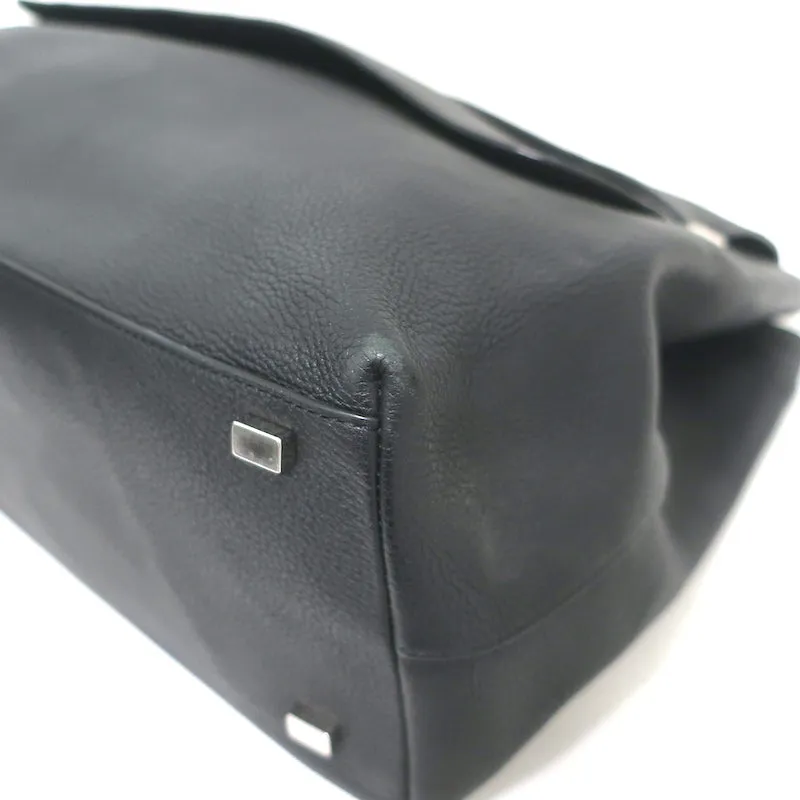 The Row Top Handle 14 Shoulder Bag Black Grained Leather