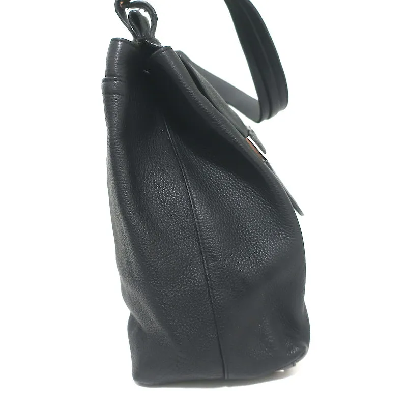 The Row Top Handle 14 Shoulder Bag Black Grained Leather
