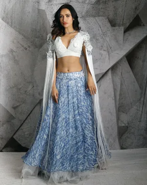 The Statement Fringe Blue Lehenga