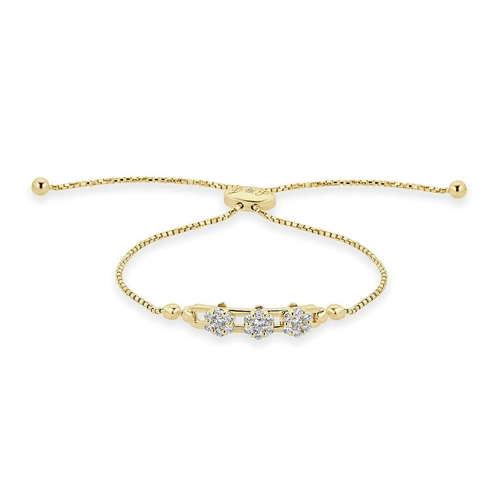 Three Sliding Flower Bracelet