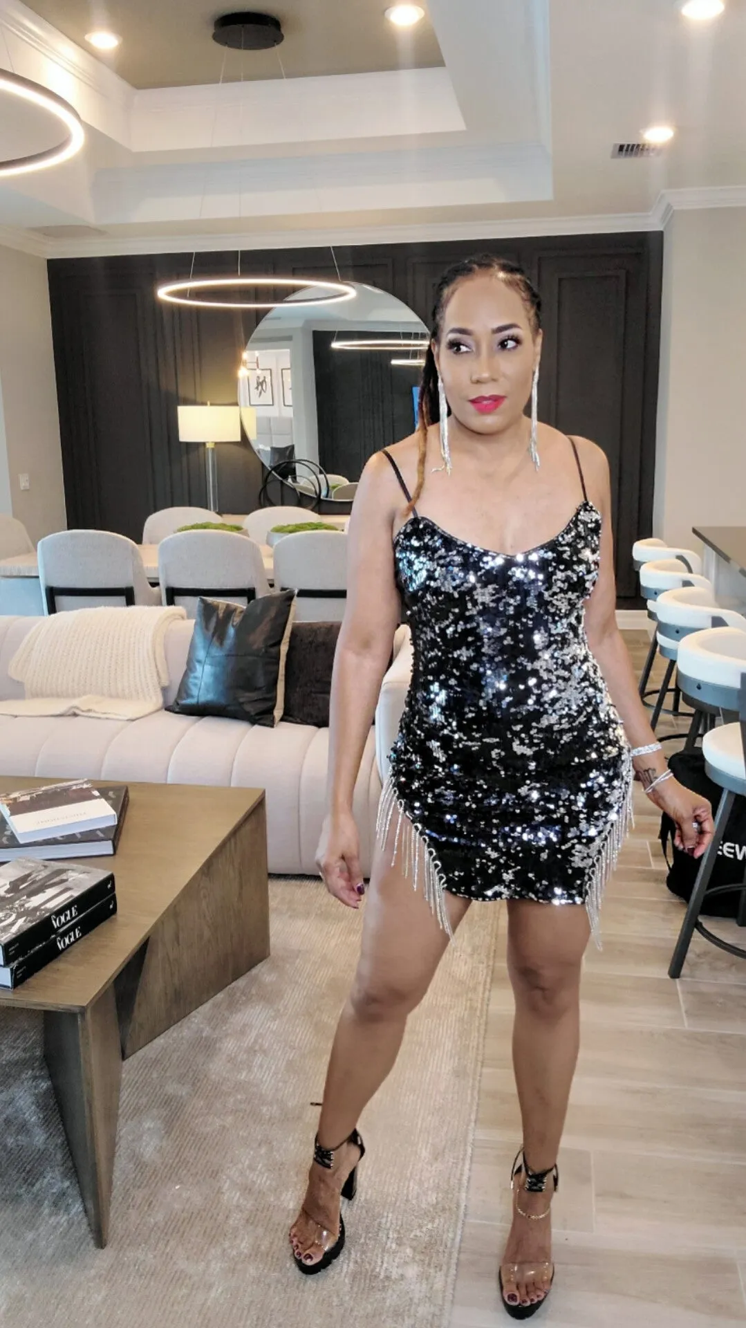 Tina Sequins & Fringe Mini Dress