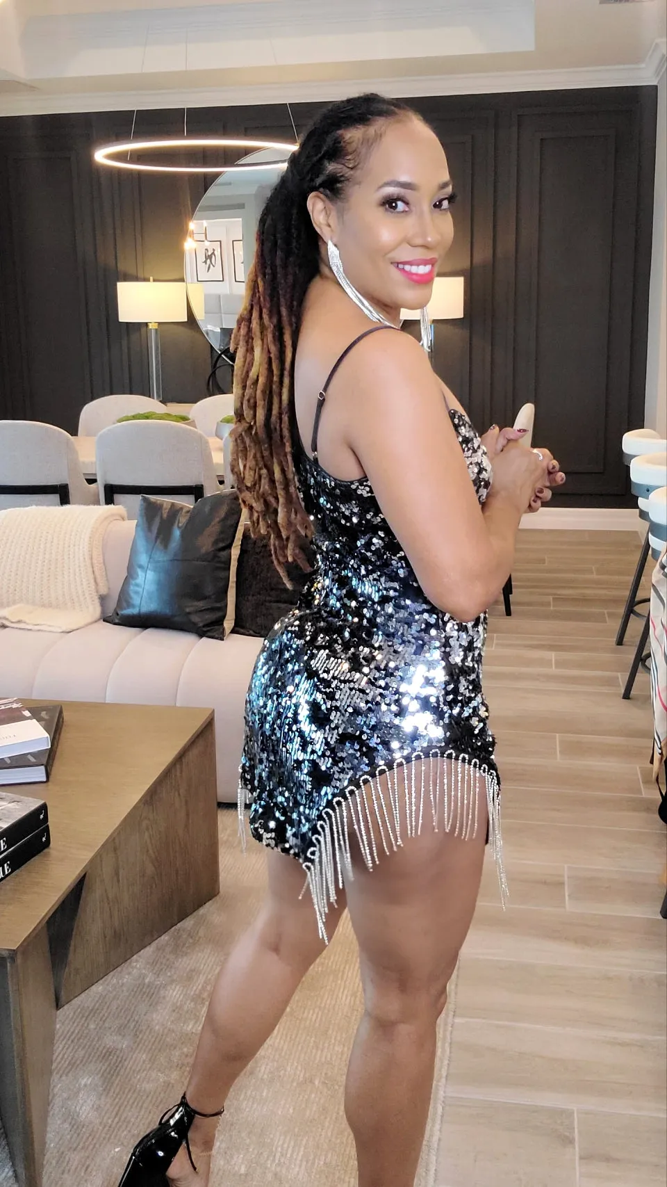 Tina Sequins & Fringe Mini Dress