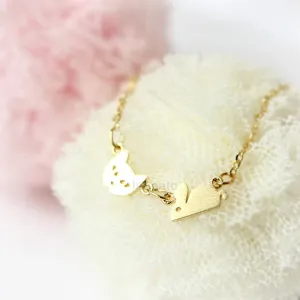 Tiny Cat and Mouse Necklace