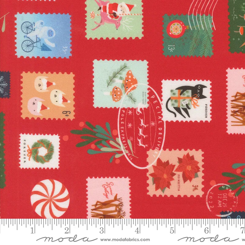 Tiny Christmas, Christmas Stamps in Christmas Red