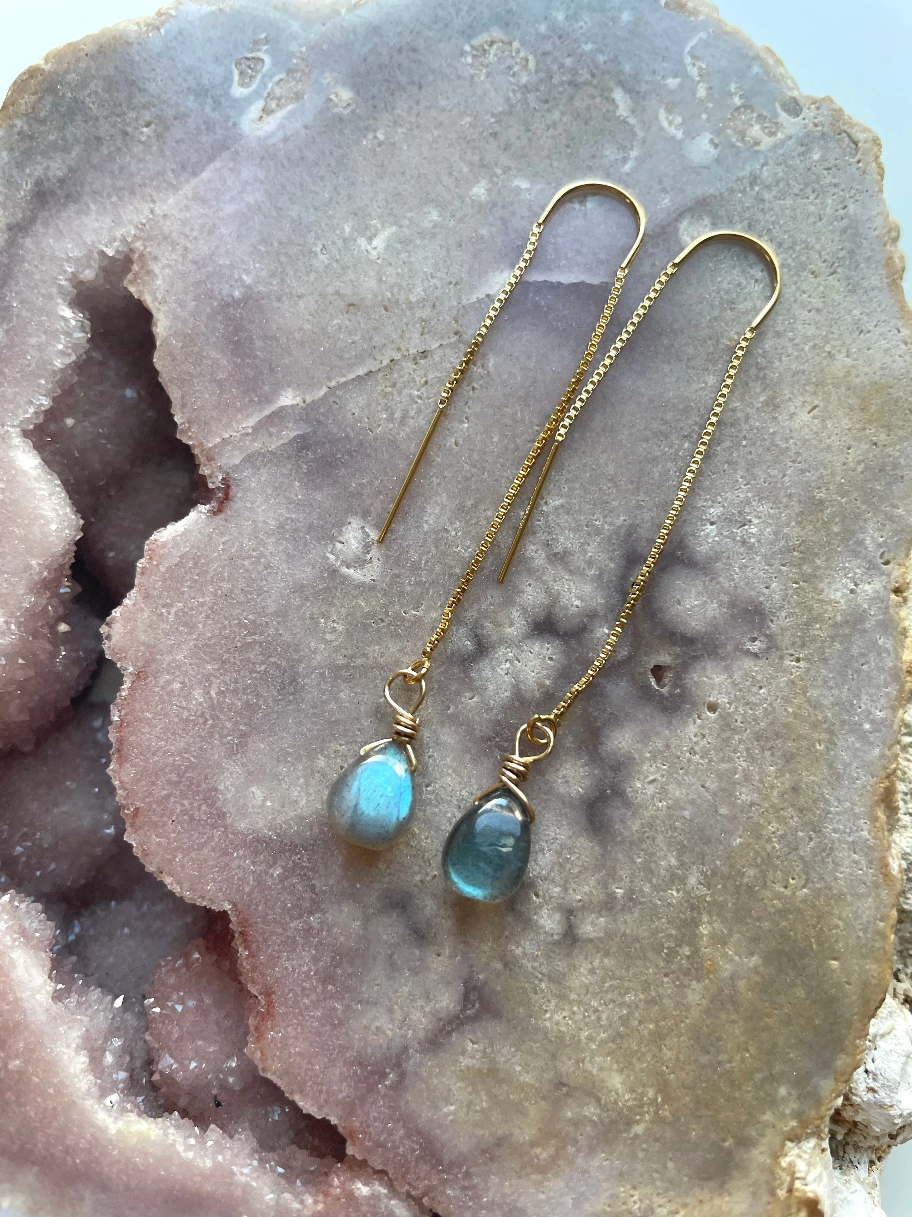 Tiny Labradorite Drop Threaders