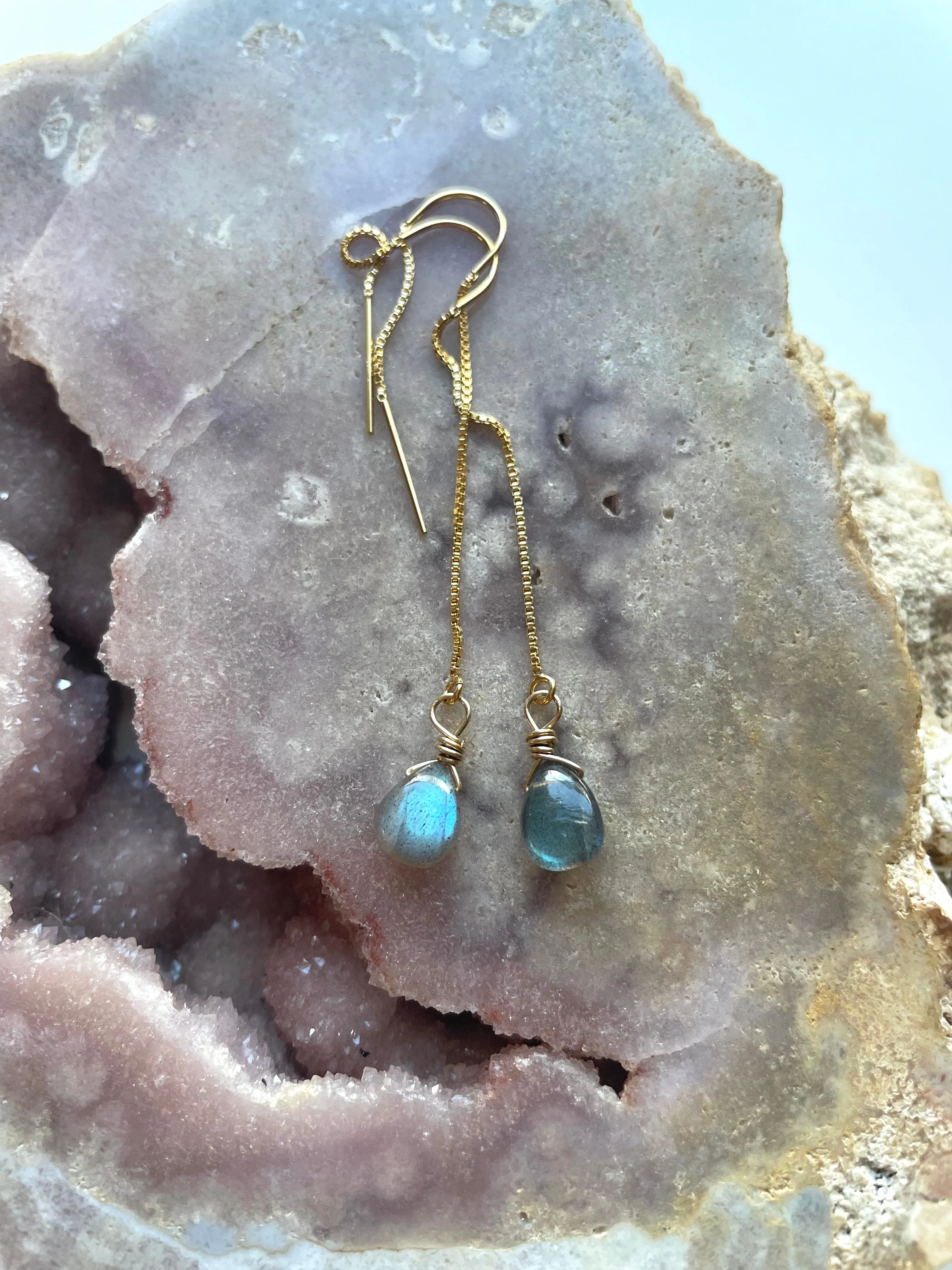 Tiny Labradorite Drop Threaders