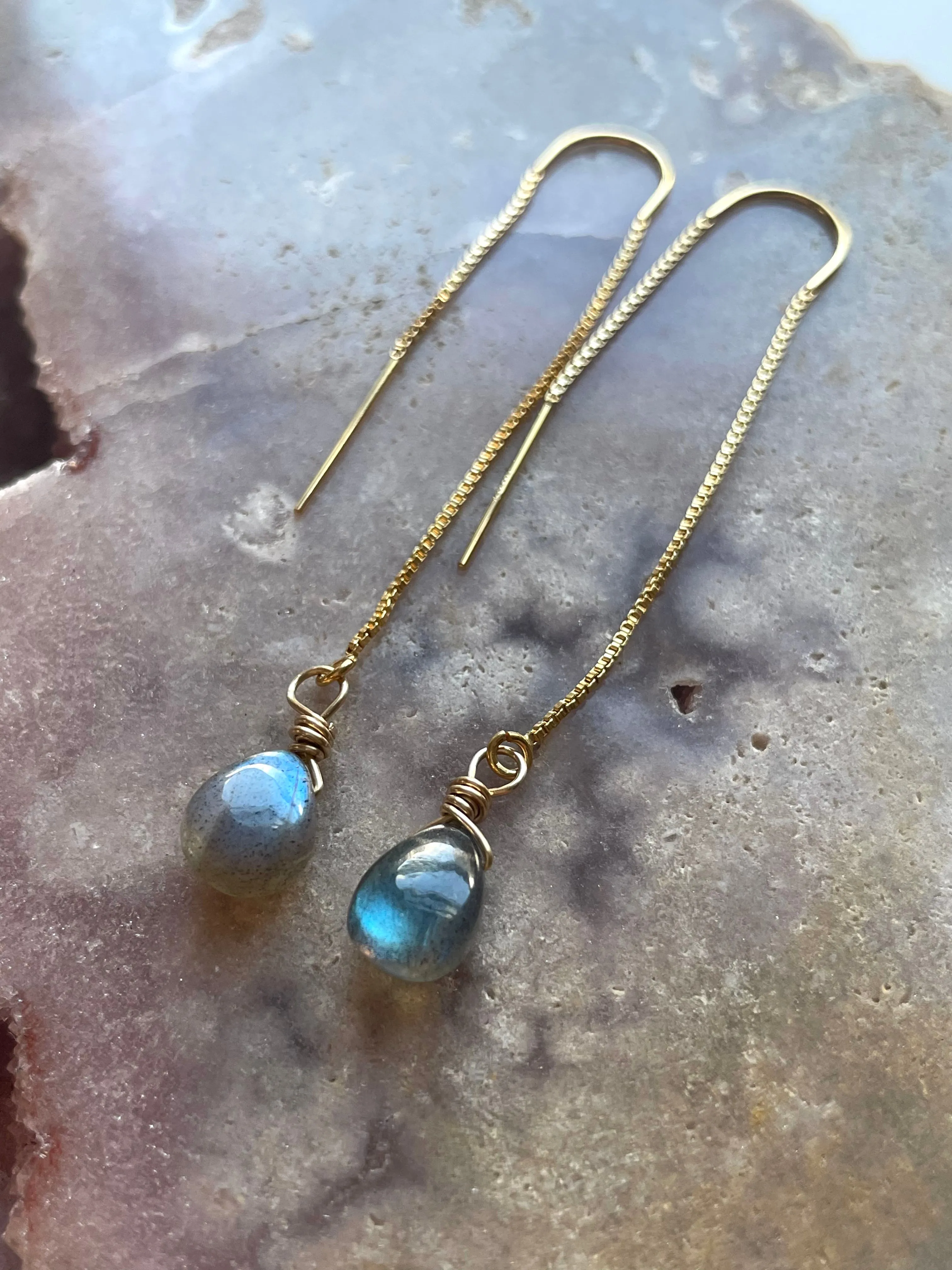 Tiny Labradorite Drop Threaders
