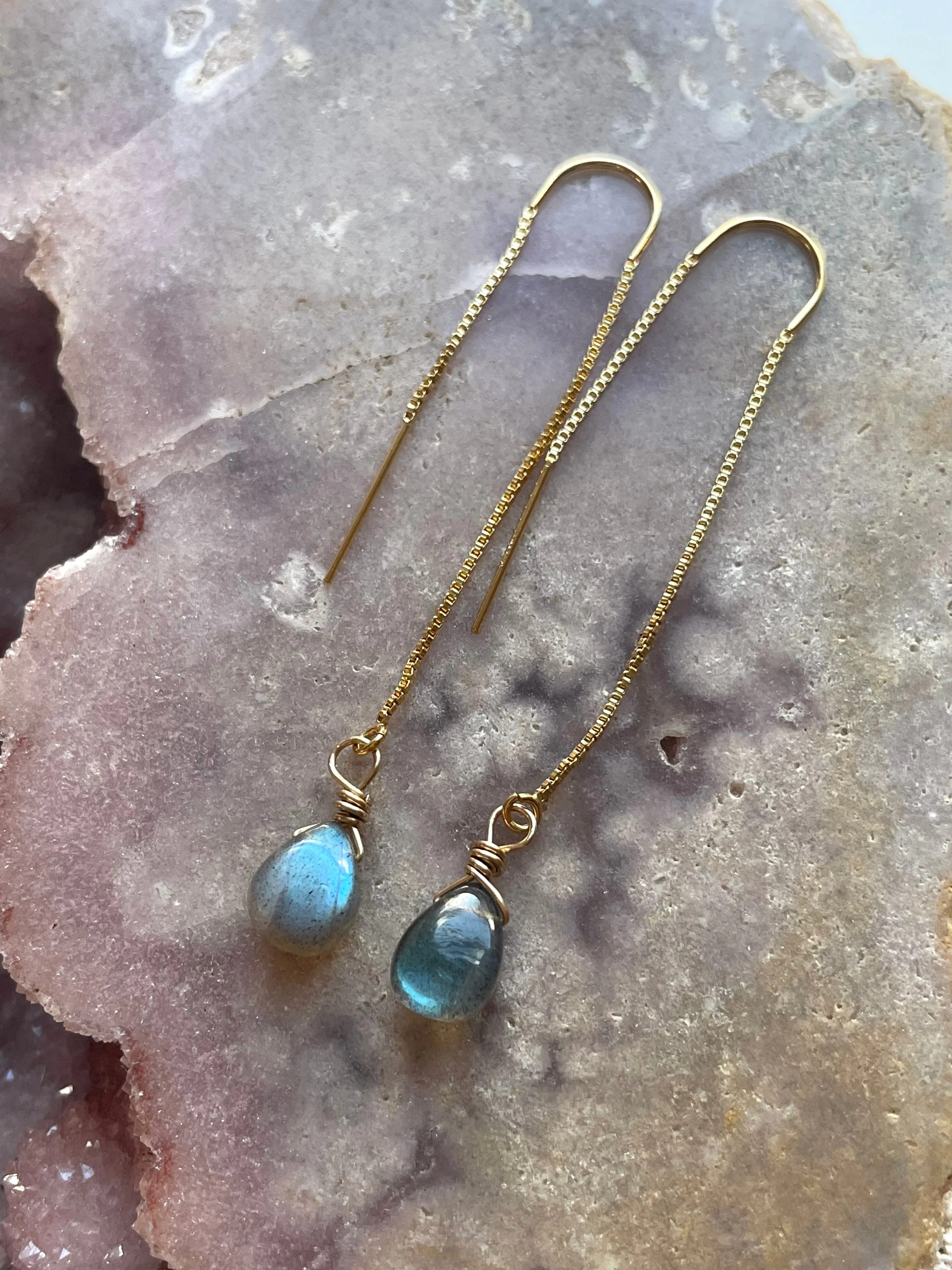 Tiny Labradorite Drop Threaders