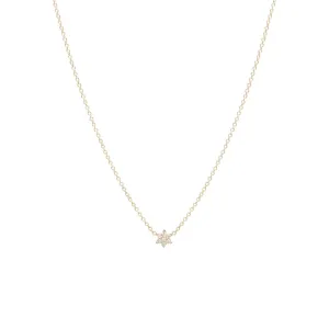 Tiny Prong Diamond Flower Necklace