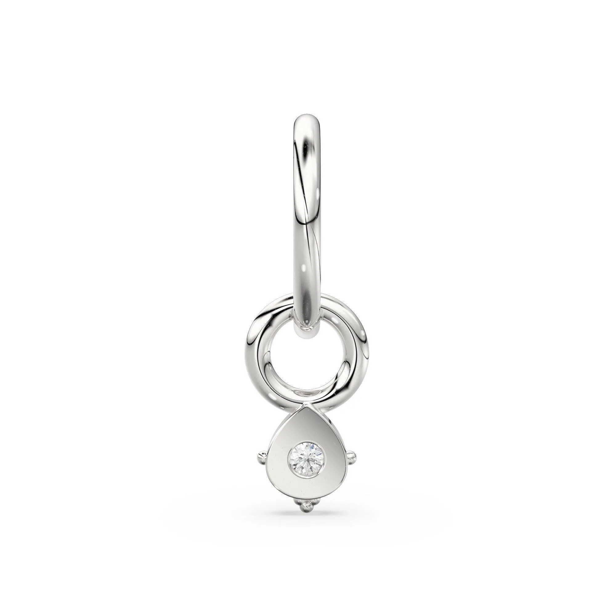 Tiny Single Diamond Pear Charm Pendant / 14k 18k Solid Gold Pendant / Diamond Charm / Petite Charm / Sale