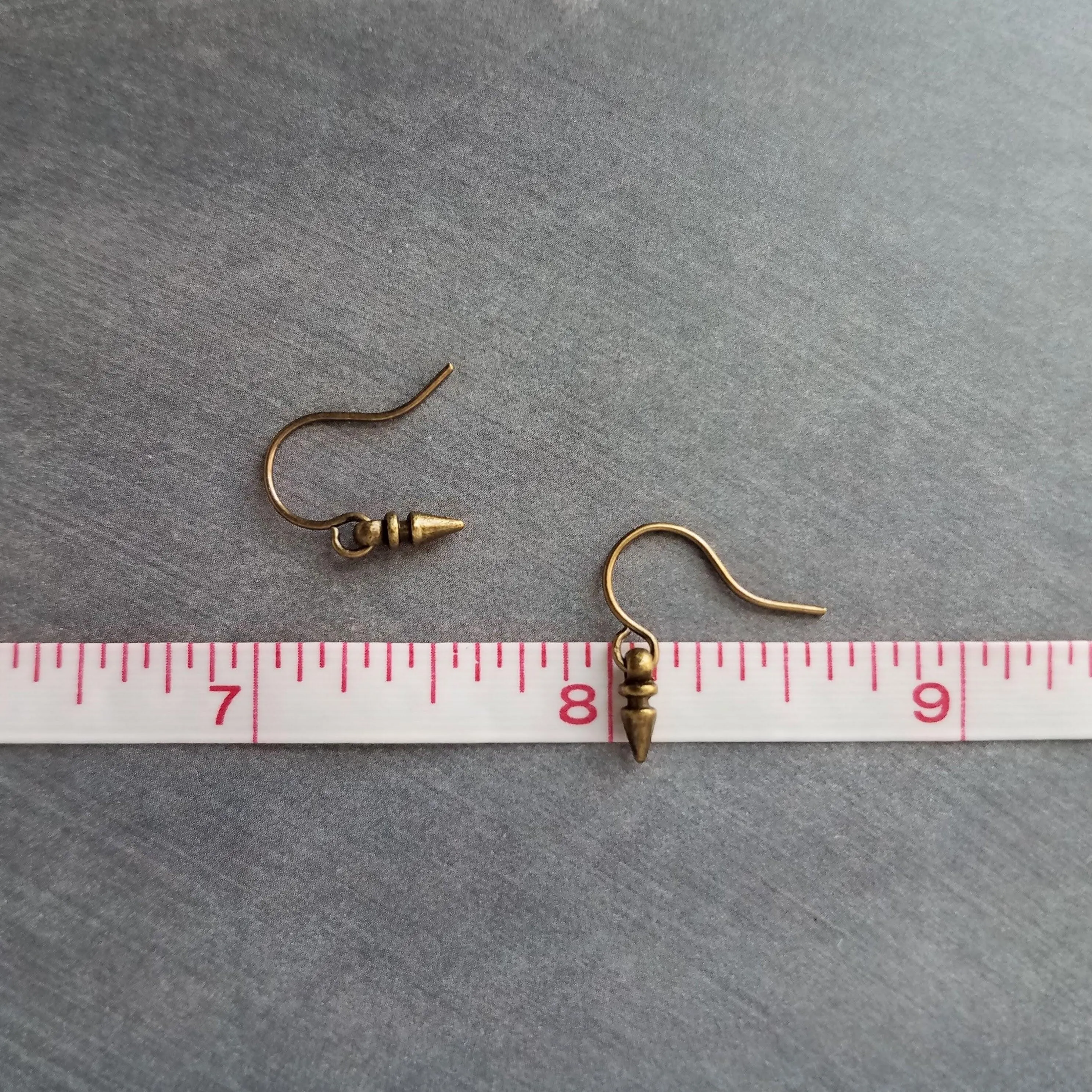 Tiny Spear Earrings, antique brass earring, old gold earring, small dangle earring, small bullet earring, bronze earring, mini spike earring