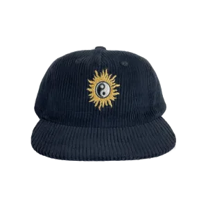 Tiny Whales Sol Black Corduroy Snap Back Hat