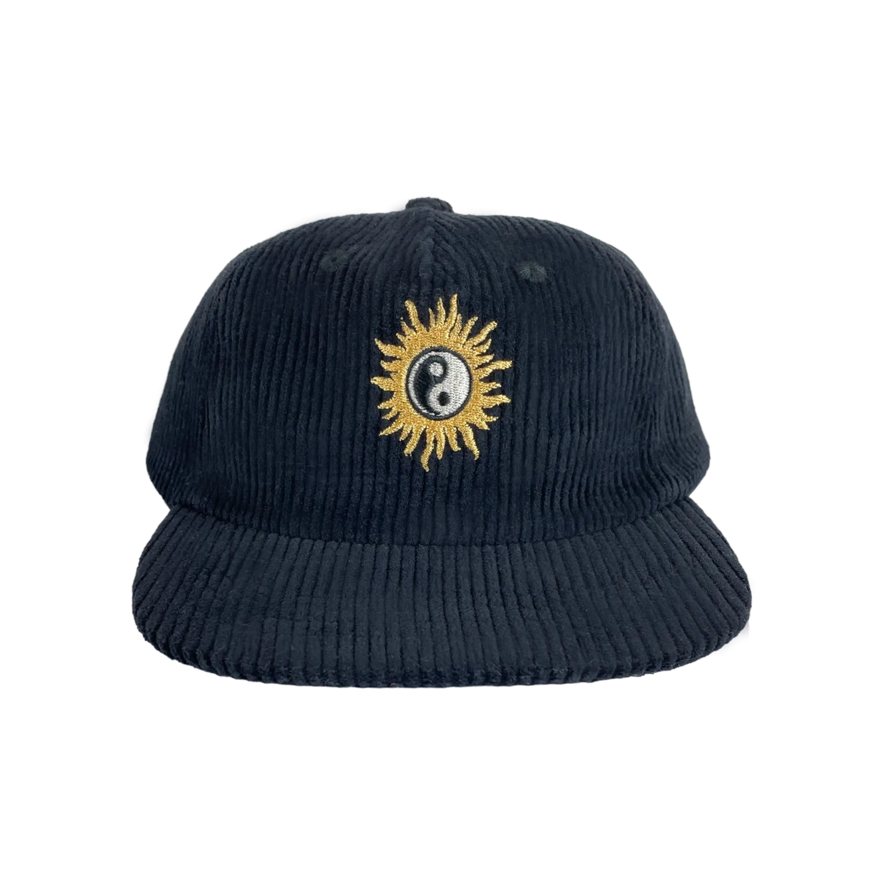 Tiny Whales Sol Black Corduroy Snap Back Hat
