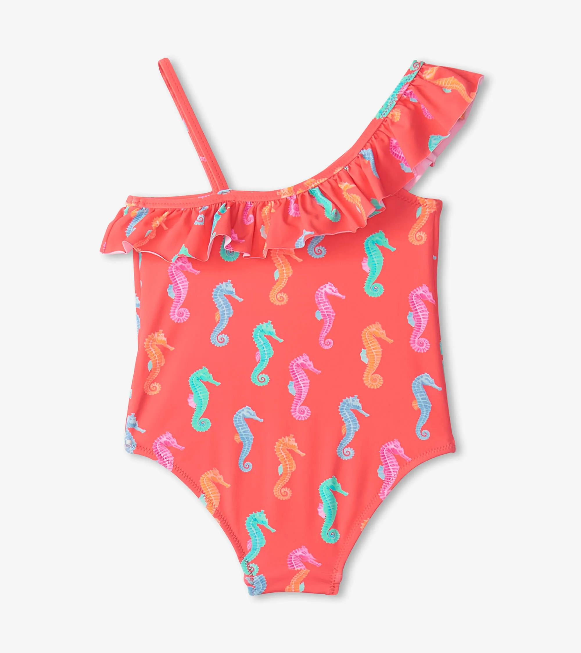 Toddler Girls Painted Sea Horse Ruffle Trim One Piece