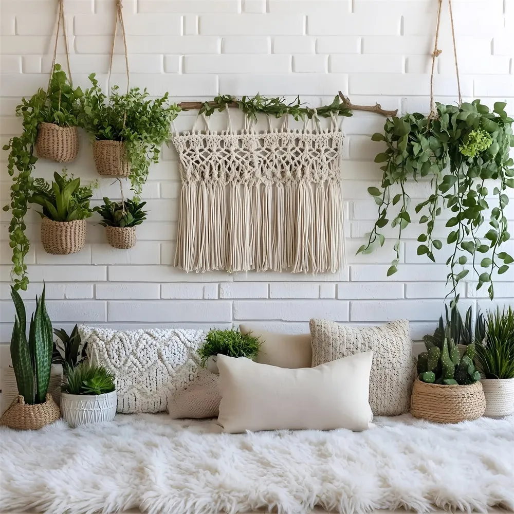 Toile de Fond Boho Décor Macramé Plantes Suspendues GQ2-84
