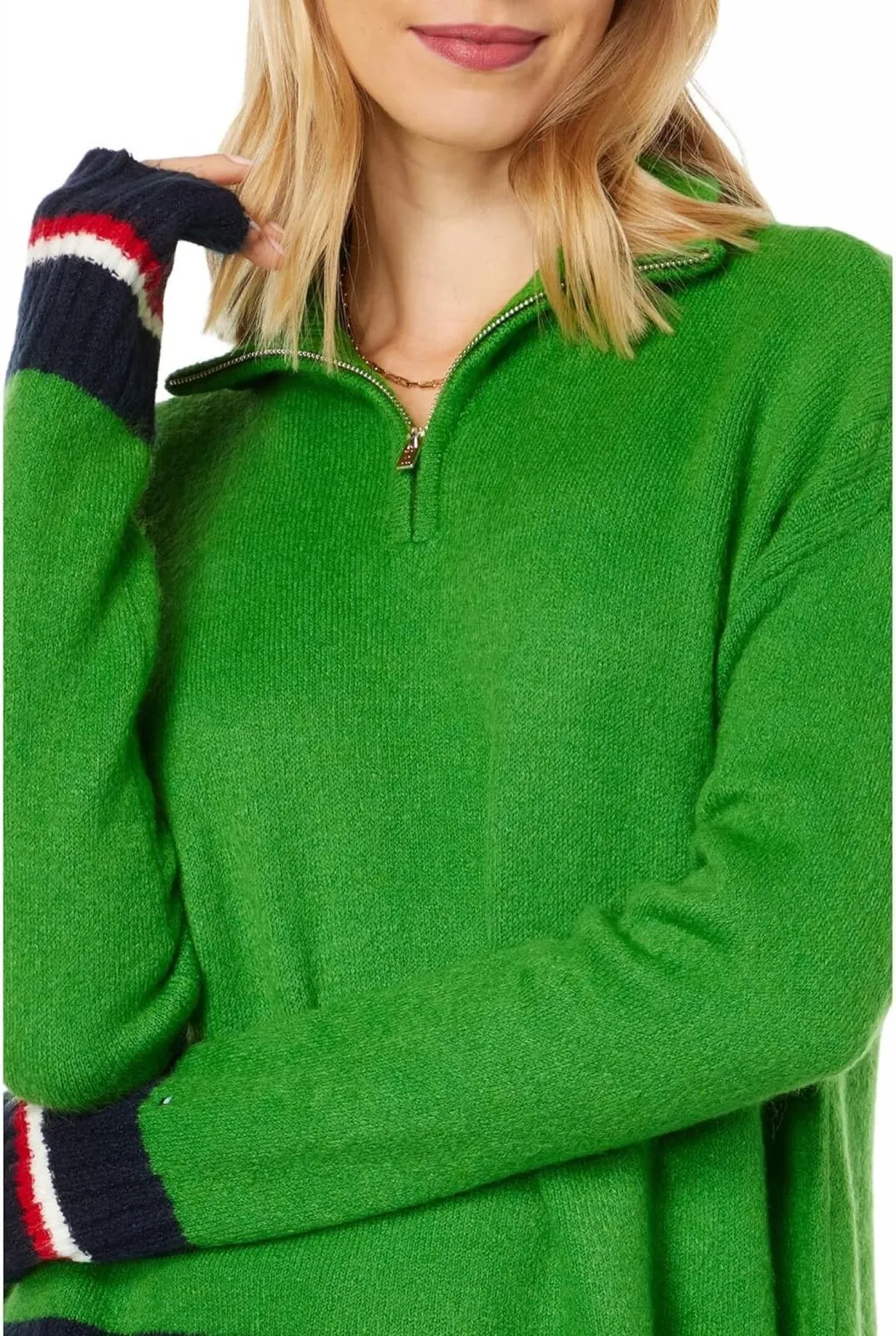 Tommy Hilfiger Womens Color-Block 1/2 Zip Sweater J2XS0782