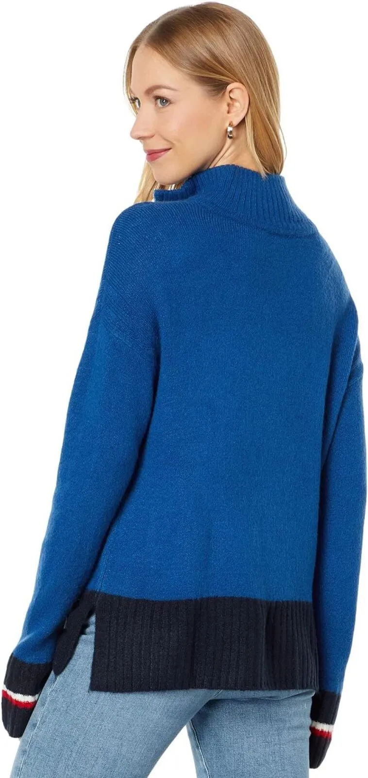 Tommy Hilfiger Womens Color-Block 1/2 Zip Sweater J2XS0782