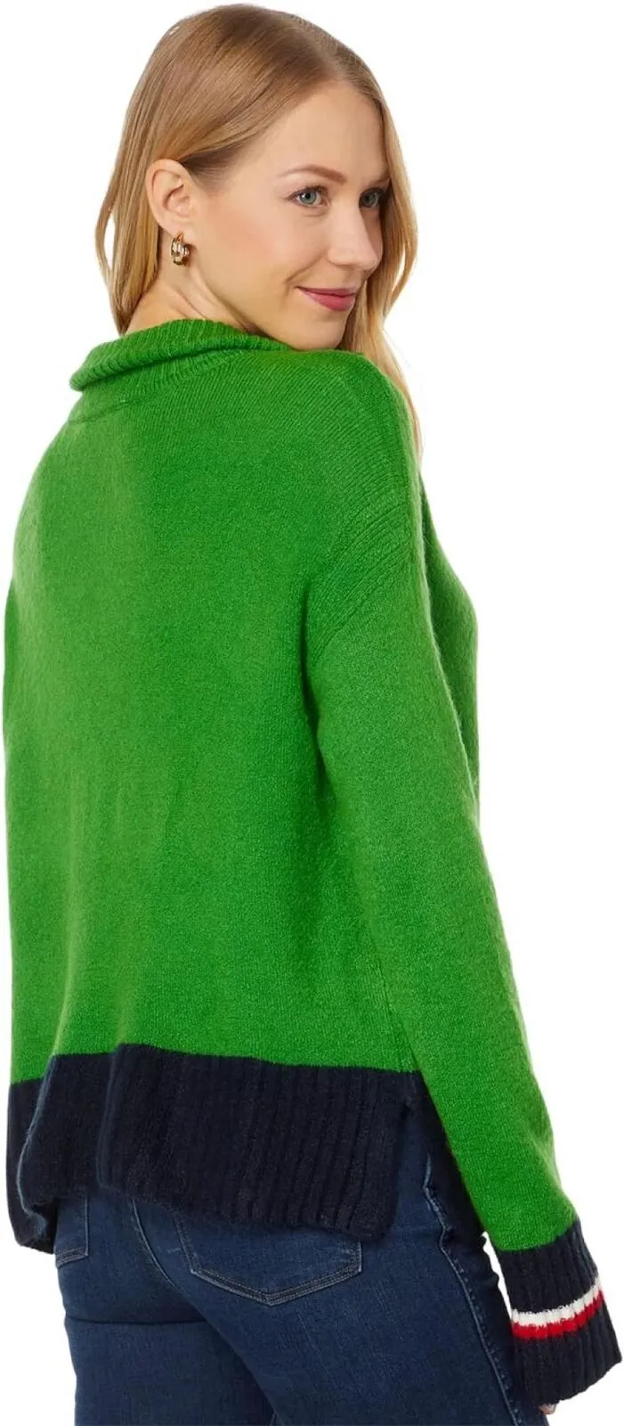 Tommy Hilfiger Womens Color-Block 1/2 Zip Sweater J2XS0782