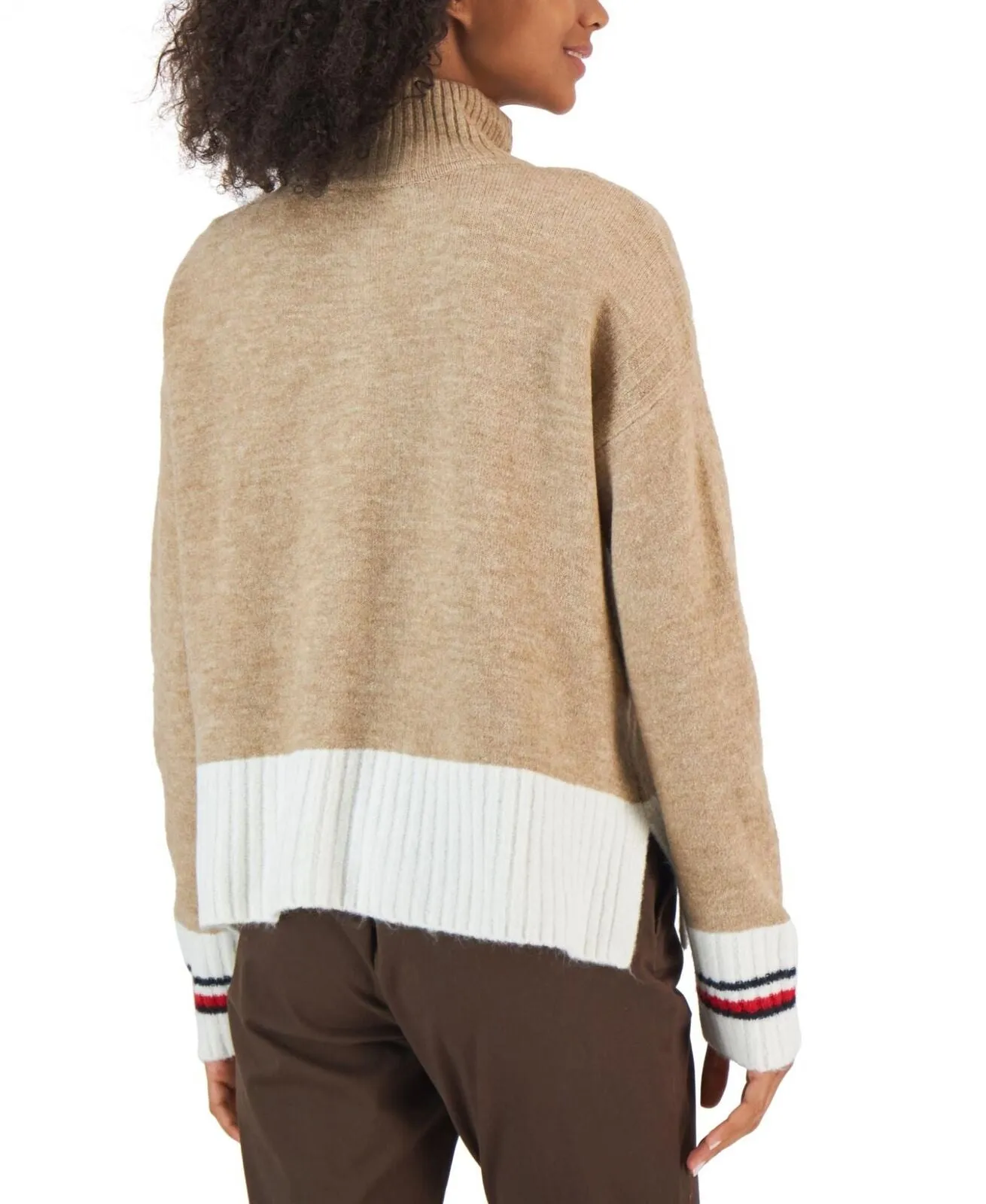 Tommy Hilfiger Womens Color-Block 1/2 Zip Sweater J2XS0782