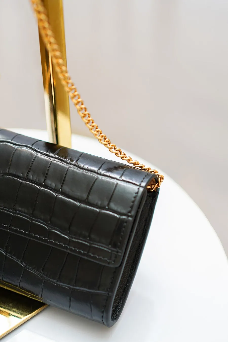 Tory Burch Juliette Embossed Slim Wall Black Bag- 84758