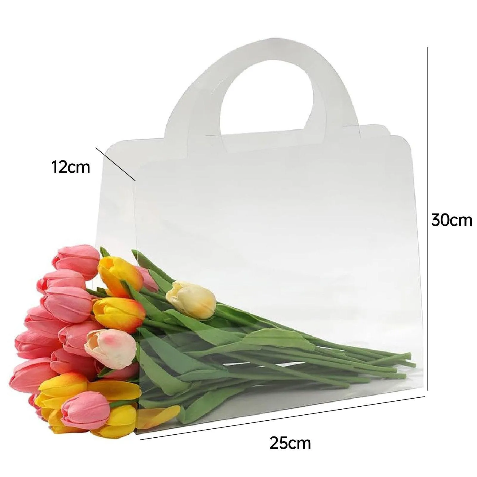 Transparent Flower Handbags PET Floral Display 10PCS