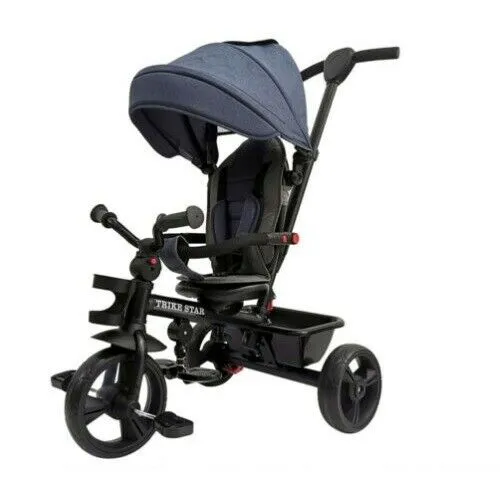 Trike Star Ride On Push Tricycle Toy Toddler 18m   w/ Parental Handle/ Basket