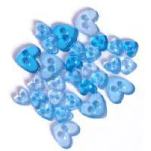 Trimits Mini Craft Transparent Heart Buttons - Blue Shades