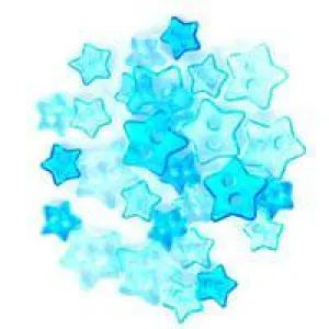 Trimits Mini Craft Transparent Star Buttons - Turquoise Shades