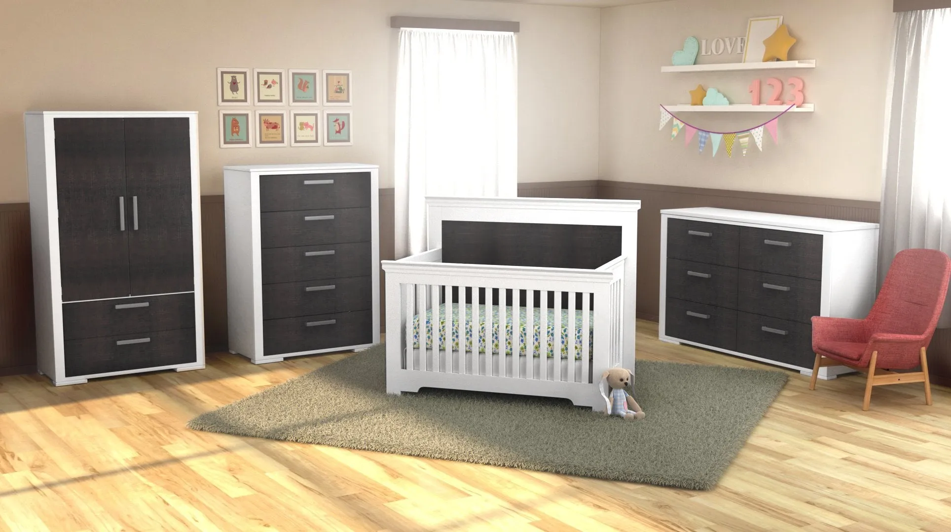 Trio collection karlstad wood-barn and white