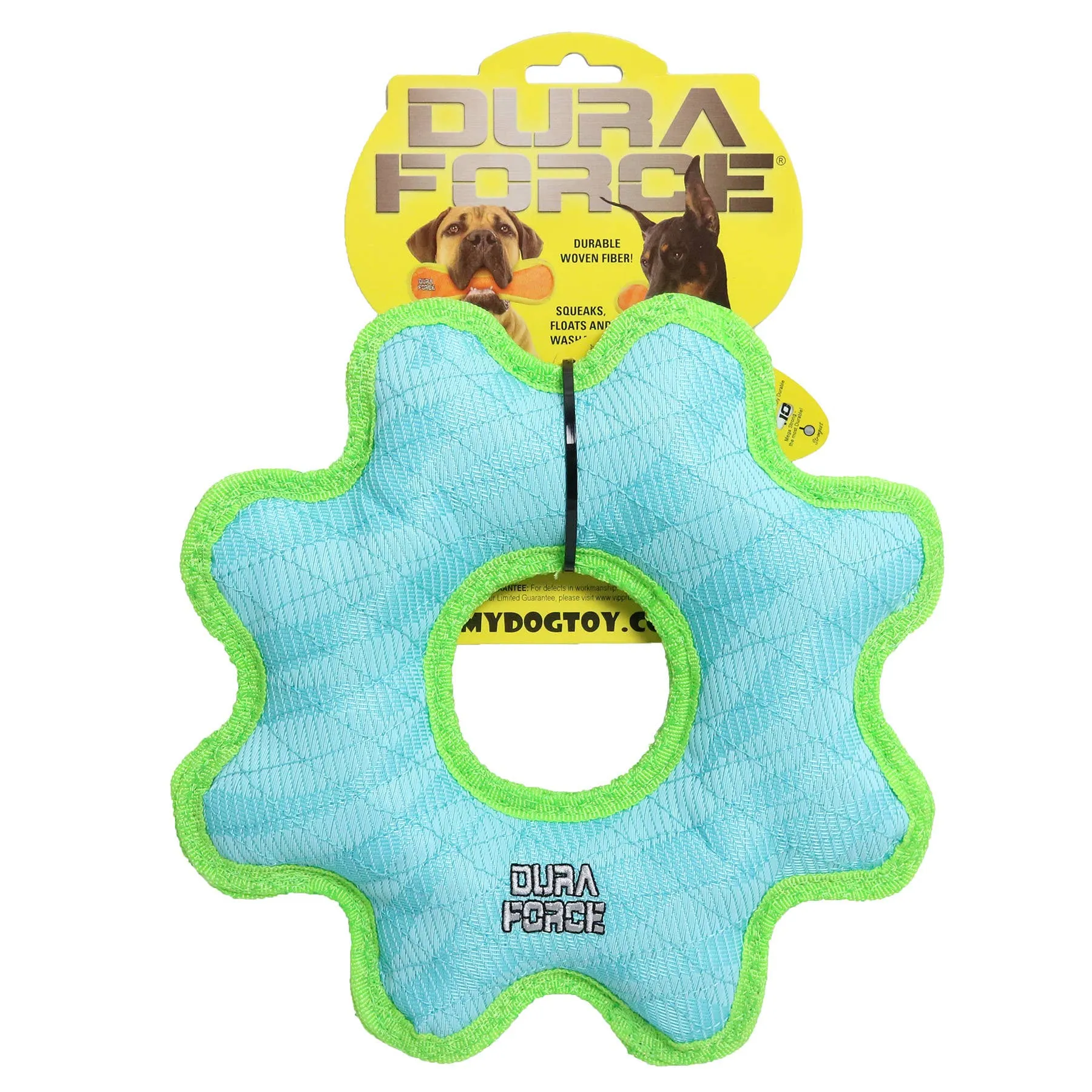 Tuffy Dog Toys - VIP Products - DuraForce Med Gear Ring - Blue, Durable, Squeaky Dog Toy