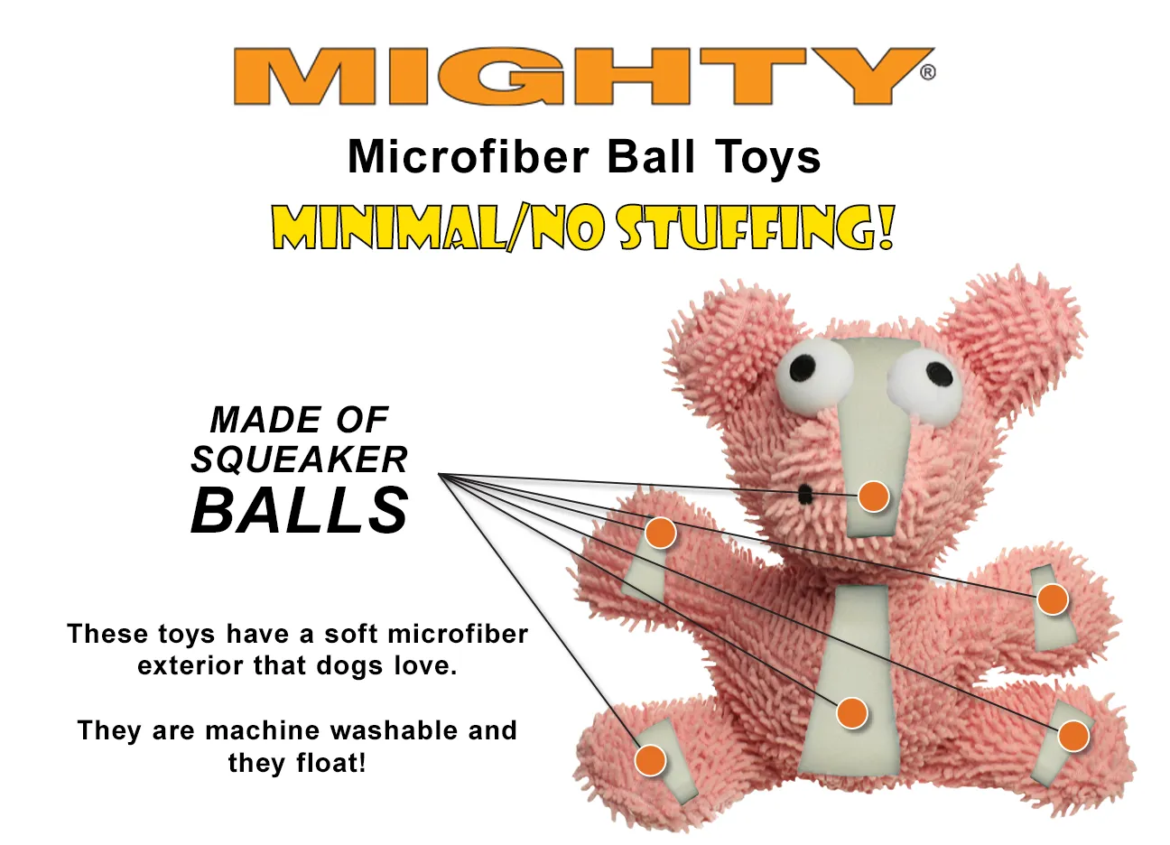 Tuffy Dog Toys - VIP Products - Mighty Jr Microfiber Ball Panda, Durable, Squeaky Dog Toy